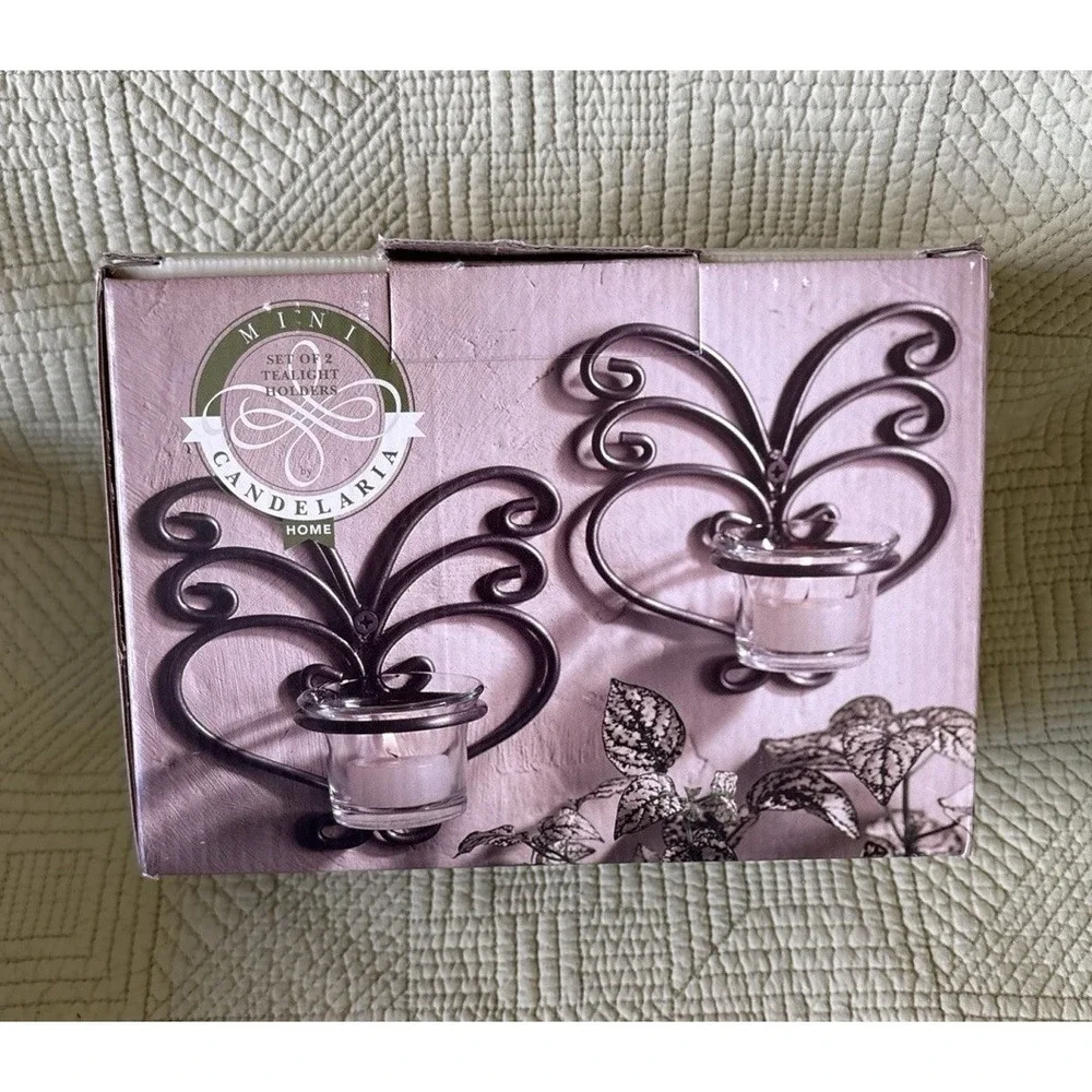 NEW - 2 Piece Tea Light Candle Holder Wall Sconces Silver